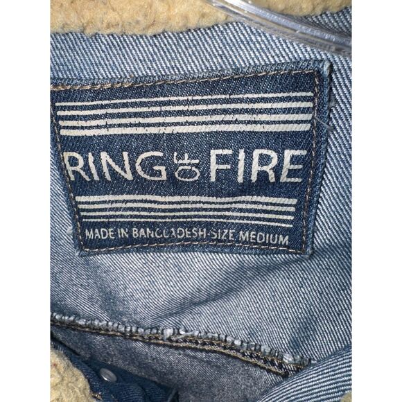 Ring of Fire Blue Denim Jacket with Shearling Collar Medium - Picture 3 of 4
